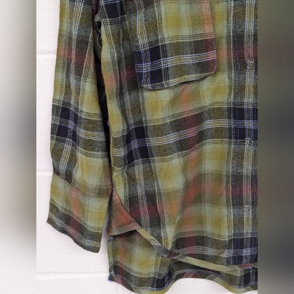 New Izzy Cargo Shirt checkered Olive Combo Free People szS small flannel plaid - Picture 8 of 8